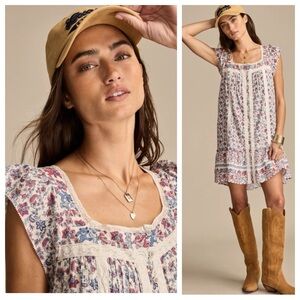 NEW Lucky Brand Grateful Dead Bear Print Babydoll Mini Dress size medium